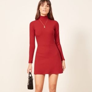 Maya Cherry Red Long Sleeve Mini Dress XS